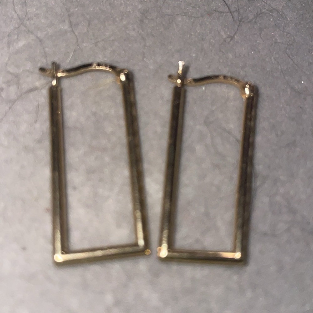 14 K Gold Rectangular Hoop Earrings - image 1
